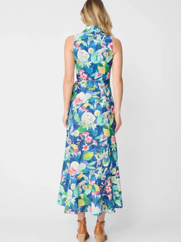 Miramar Linen Dress In Floral Reef