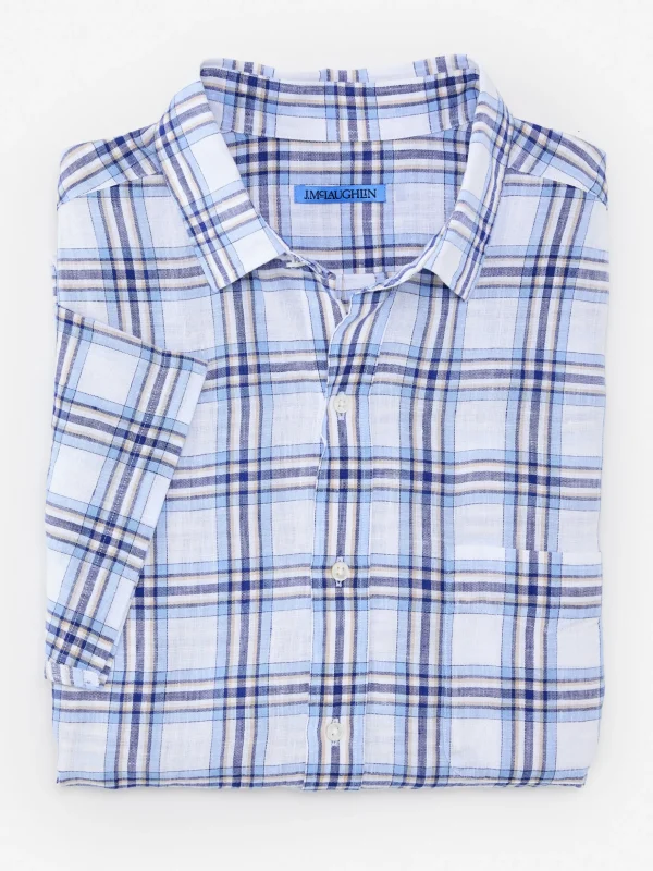 Montauk Modern Fit Linen Shirt In Plaid