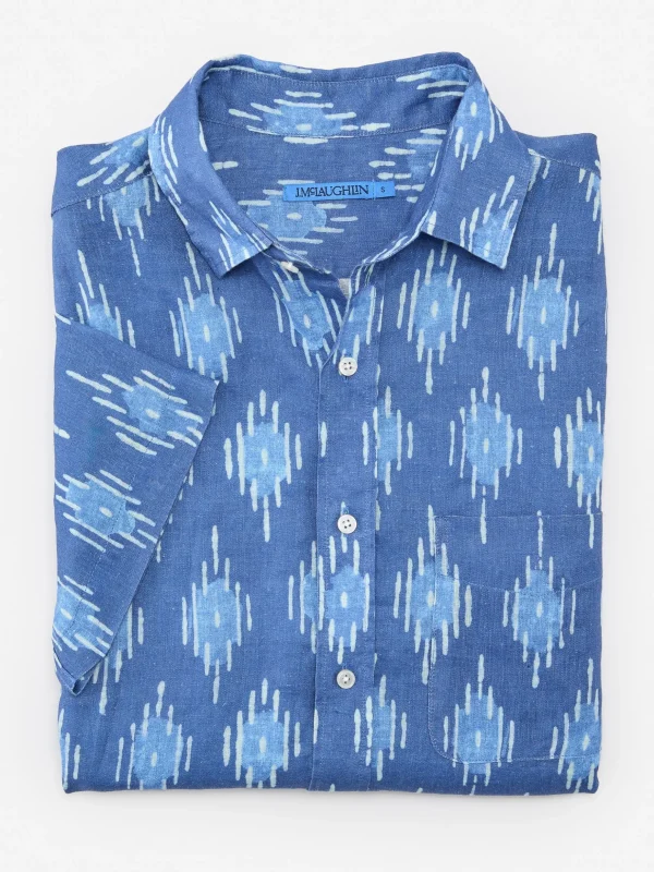 Montauk Modern Fit Linen Shirt In Drop Ikat