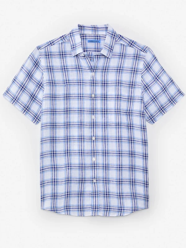 Montauk Modern Fit Linen Shirt In Plaid