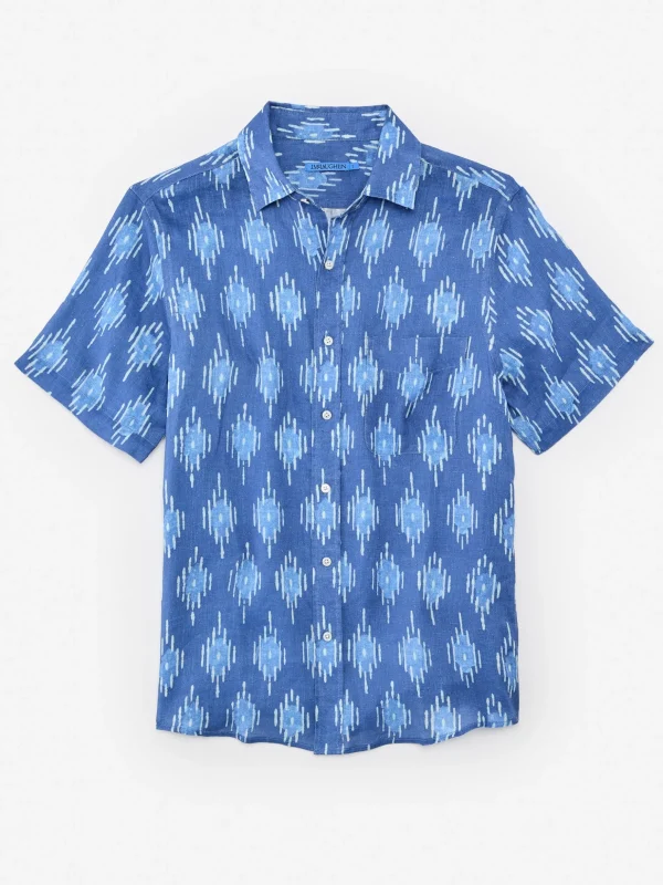 Montauk Modern Fit Linen Shirt In Drop Ikat