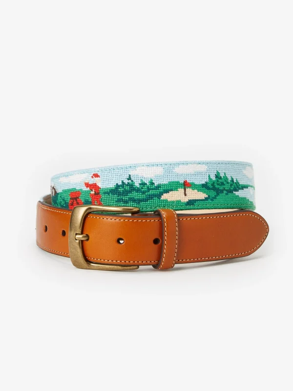 Needlepoint Belt In Santa Play Golf