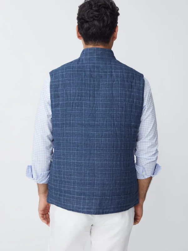 Orson Linen Vest In Glen Plaid