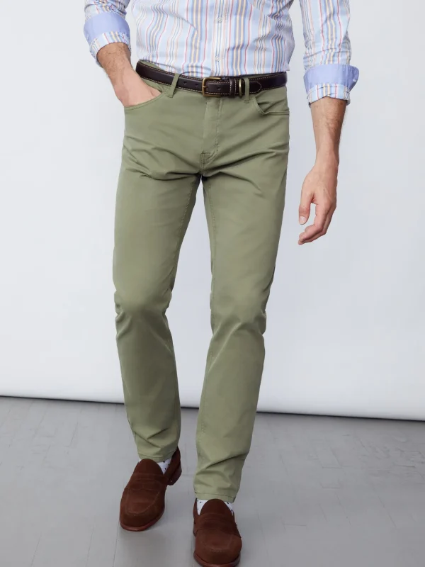 Parker 5-Pocket Straight Pants In Stretch Cotton Sateen