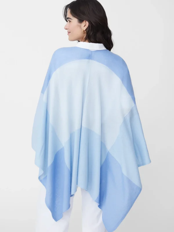 Skyler Cashmere Poncho In Colorblock