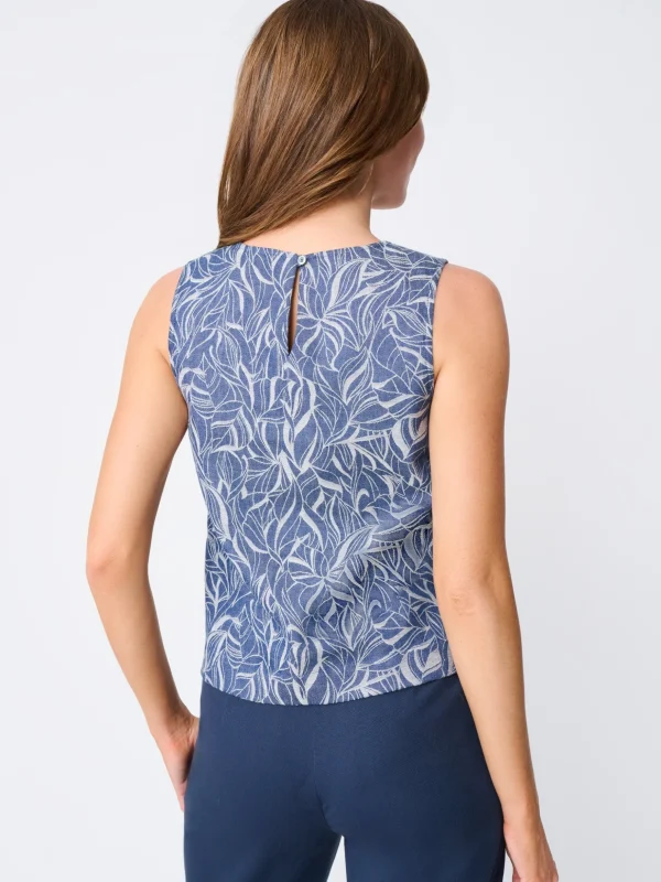 Sylvie Sleeveless Top In Leaf Lover Jacquard