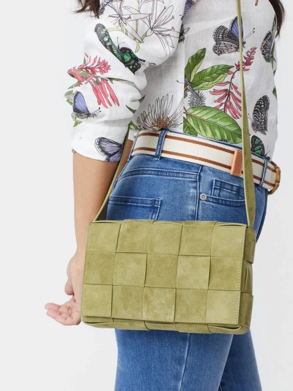 Una Woven Suede Crossbody