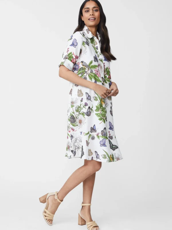 Wellesley Linen Dress In Jardin Mariposa