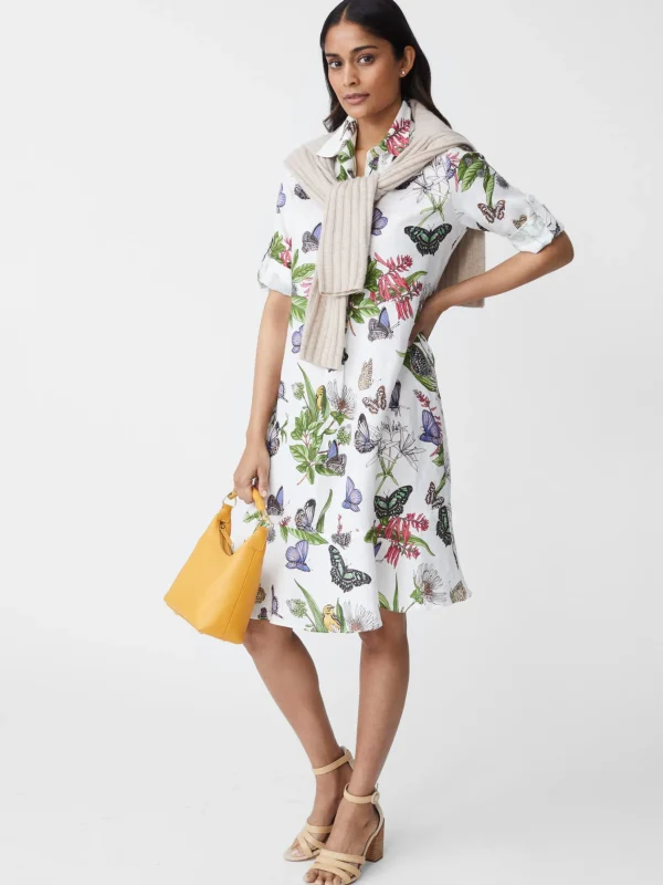 Wellesley Linen Dress In Jardin Mariposa