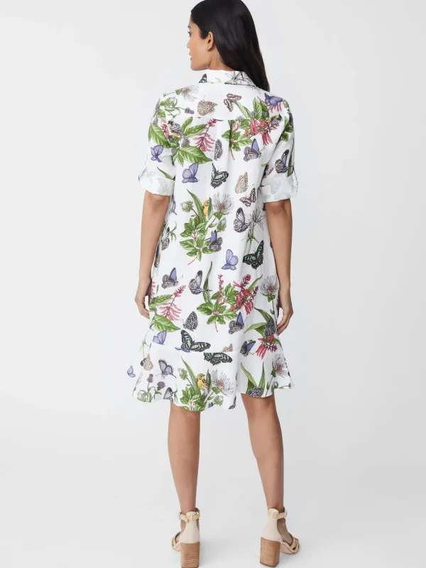 Wellesley Linen Dress In Jardin Mariposa