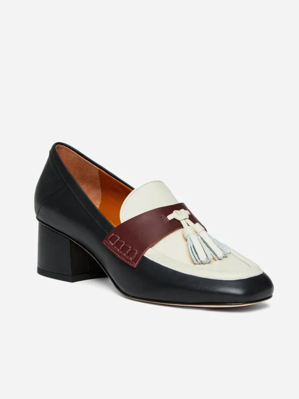 Wenona Leather Heeled Loafers In Color Block