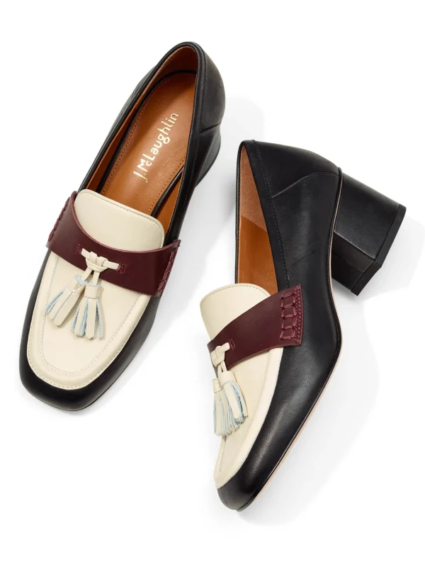 Wenona Leather Heeled Loafers In Color Block