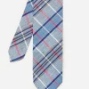 Woven Linen Cotton Tie In Plaid